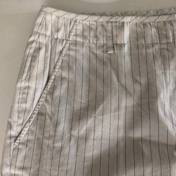 Calvin Klein Vtg Mid Rise Wide Leg Cuffed Pin Stripe Pants White + Black Size 8 - Picture 7 of 12